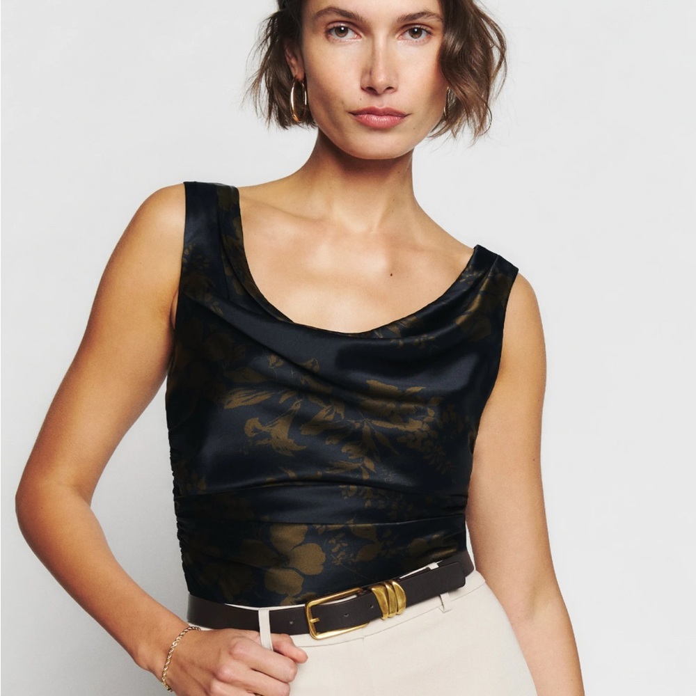 Reformation Kiera 100% Silk Floral Women's Top